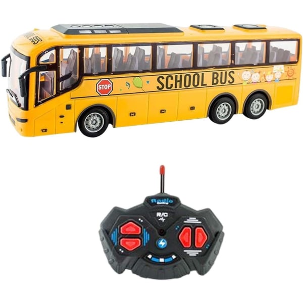 130 Fjernstyrt Bil Realistiske Lys Radiostyrt Maskin Leker Elektronisk Lastebil Rc Skolebuss For Barn Gutter Bursdagsgaver Grønn Yellow
