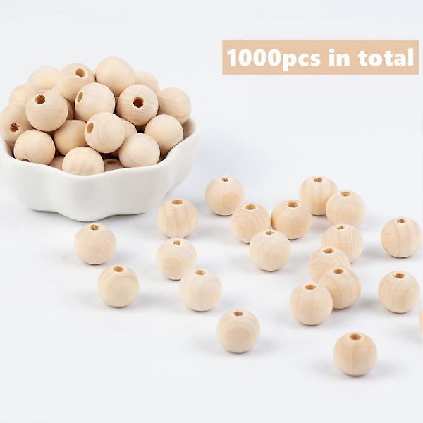 1000 kpl 14 mm luonnonmukaisia pyöreitä puuhelmiä, puuhelmiä irtotavarana, puuvälihelmiä askarteluun, tee-se-itse-projekteihin ja korujen valmistukseen