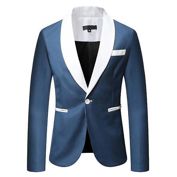 Miesten rento bleiseritakki, slim fit, tyylikäs pukutakki Blue M