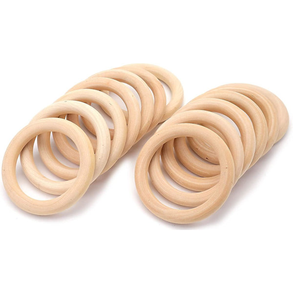 40 st träringar - 70 mm naturliga massiva träringar släta oavslutade träcirklar - perfekta för gör-det-själv-hantverk, ringhänge, kontakter smyckestillverkning