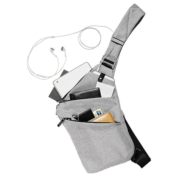 Bröstryggsäck-en-axlar Messenger Bag-lätt Stöldskyddsväska för utomhussportvandring grey