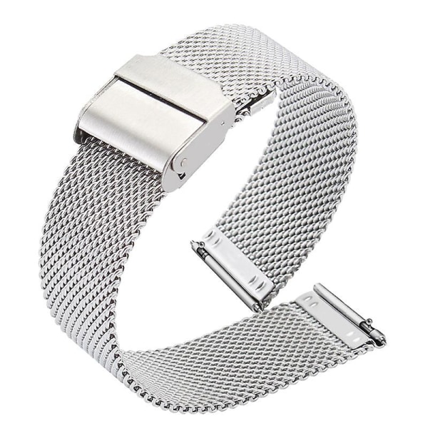 Snabbkopplingsbart mesh-klockarmband i rostfritt stål, milanesisk mesh-rem för utbyte, enkelt att justera storlek på klockspännet (välj lämplig bredd)