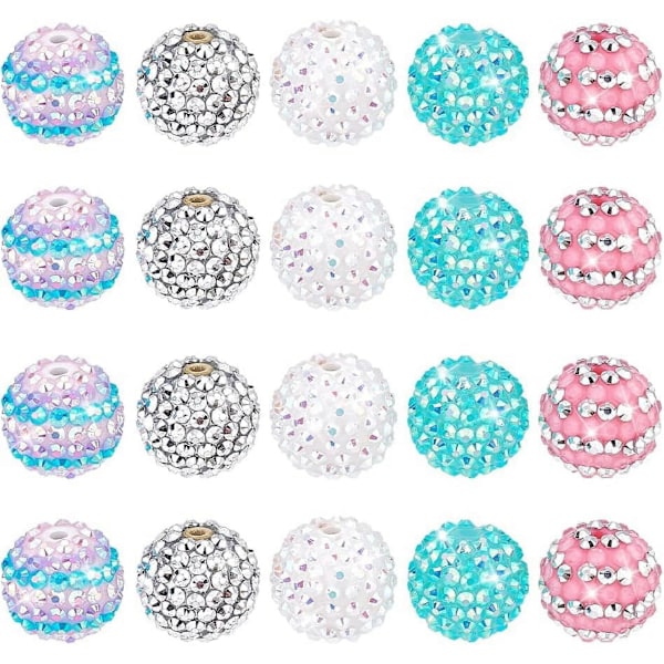 85 st 20mm Rhinestone Pärlor Runda Pärlor Discokula Pärlor Glittrande Diamant Pärlor Stora Bubbelgum Pärlor