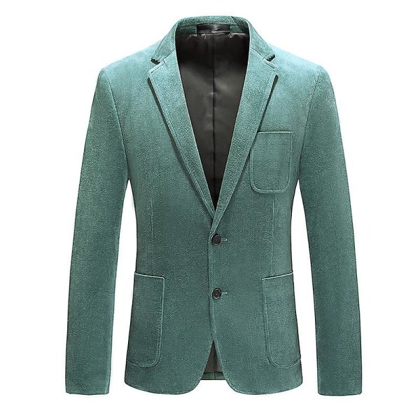 Herre Casual Cordfløyels Blazerjakke, Slim Fit To-knapps Sportsjakke Green XL
