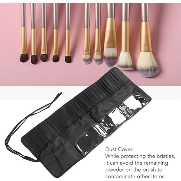 26 hull børsteholder nylon sminkeveske svart sminkebørste rulleetui pose for øyenbryn pennbørster makeup artist børster