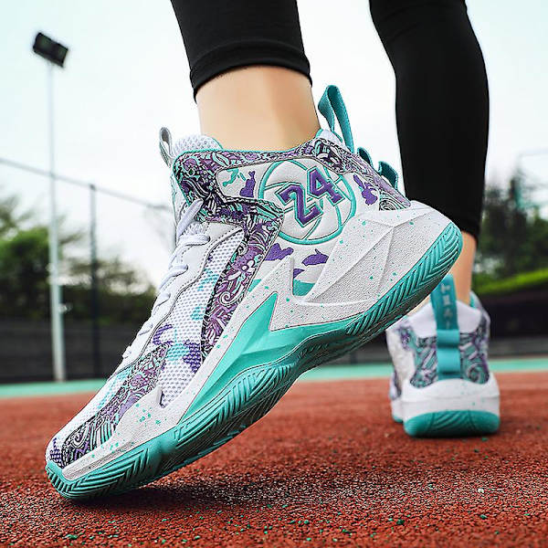 Herre Basketballsko Letvægts Åndbare Vandresko Atletiske Mode Sneakers 3D8909 WhiteGreen EU 41