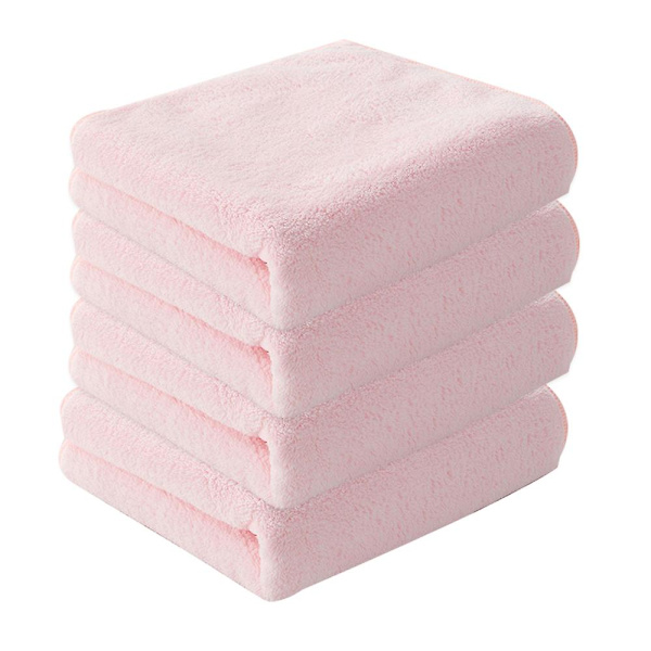 Ultra Mjuka Badlakan 4-Pack (35 X 70cm) - Snabbtorkande - Korallfleece Högabsorberande Handduk Pink