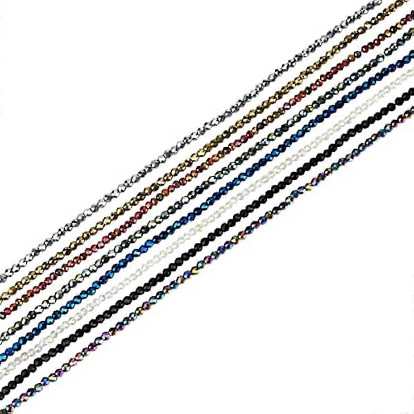 8 tråder 8Style glassperler tråder fasettert glasskrystallperler tråder Rondelle avstandsperler for halskjede øredobb armbånd smykkelaging