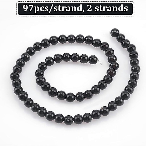 194 stk. 2 strenge naturlige sorte agatperler naturlige runde stenperler sorte ædelstensperler 4 mm