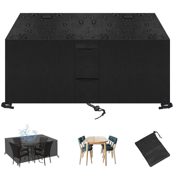 58 Størrelser 420d Utendørs Terrasse Vanntett Oxford Hagemøbeltrekk, svart 280*280*80cm