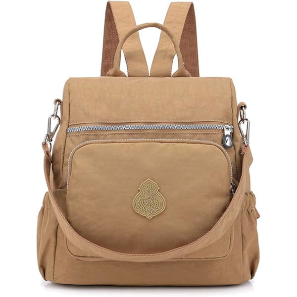 Ryggsäck för kvinnor, ryggsäck, handväska, stöldsäker, vattentät nylon, skolväska, resa, vardaglig, dagväska, mode, axelväska beige