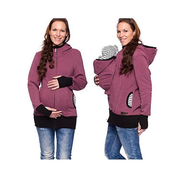 Maternity Hoodie med Känguruficka för Baby Carriers Purple 2XL
