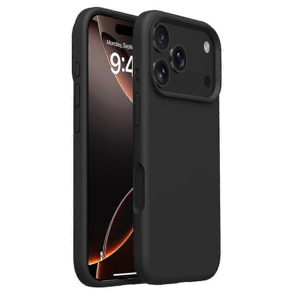 För iPhone 17 Pro Max Fodral Mjukt Mikrofiberfoder Flytande Silikon + PC Telefonfodral Black