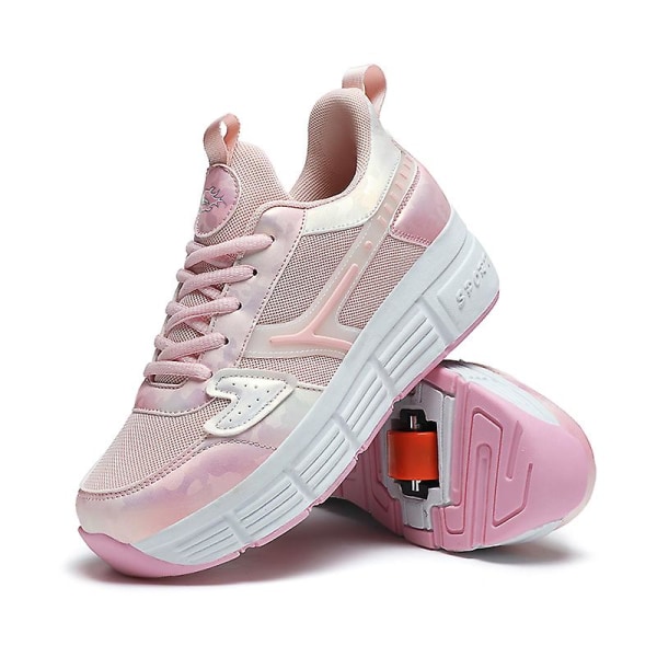 Pojkar Flickor Sneakers Dubbelhjuliga Skor Led Ljus Skor 3F908 Pink EU 30