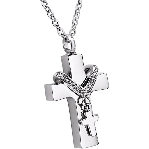 Dubbel kors minnesmärke Urn hänge halsband kremering smycken