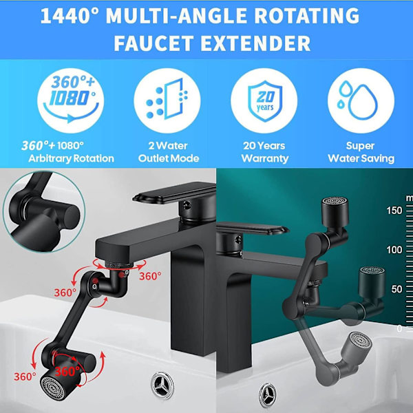 1440 roterande kranförlängare - 1080+360 roterbar multifunktionell förlängning