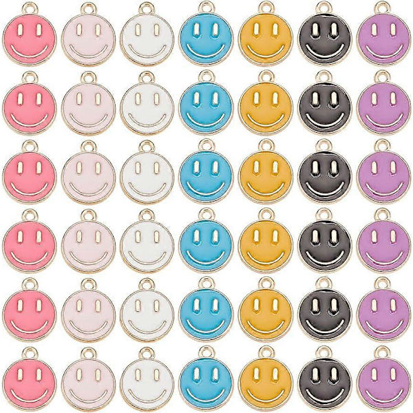 Smile Hjerte Solsikke Vedhæng Charms Hundepote Aftryk Legering Emalje Charms Flad Rund Hjerte med Smilende Ansigt Charms