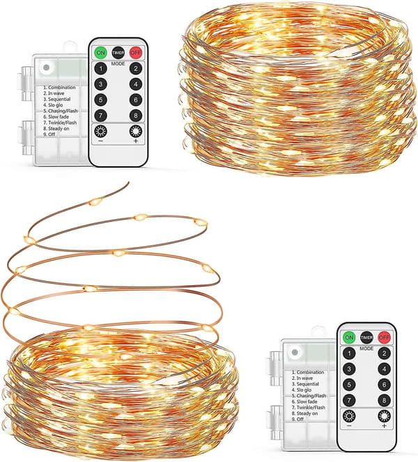 2 * 10m/200 Led Batteridrevne Lyskæder, til Jul