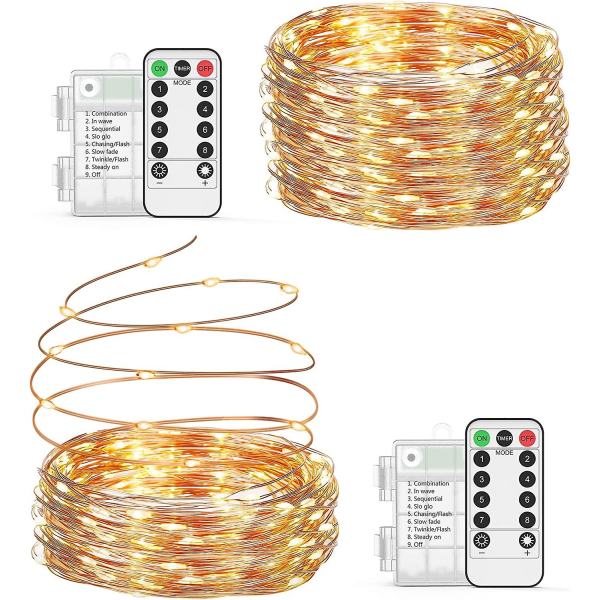 2 * 10m/200 LED-batteridrivna ljusslingor, till jul