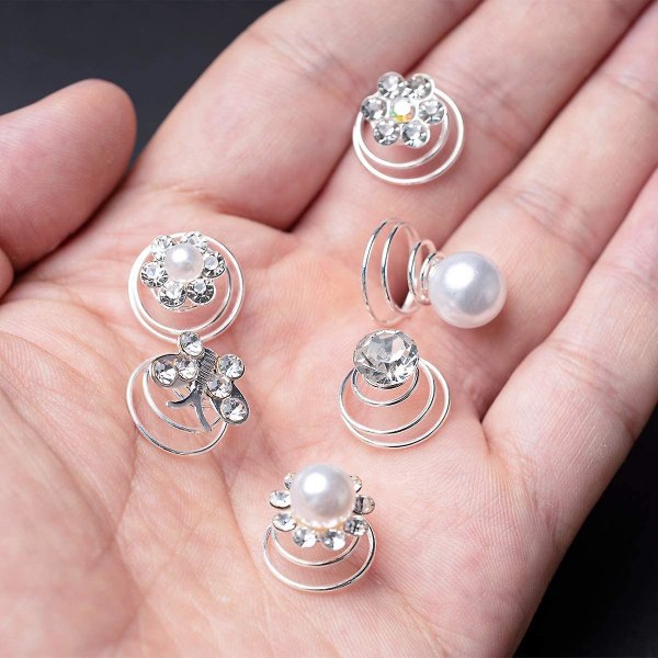 Spiral Hårnåle .24 Pak Klips Barrettes Hårnåle Perle Hårspoler Spiral