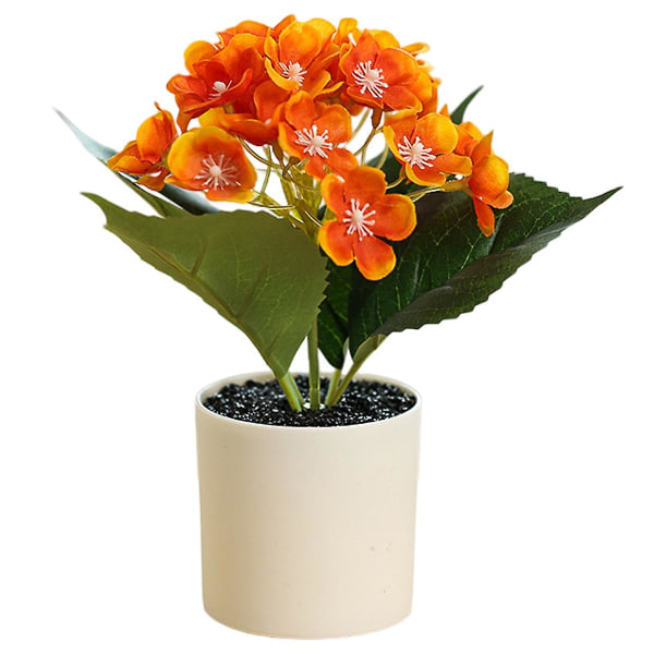 Simulering Hortensia Bonsai Silkeblomst Simulering Grønn Plante Innendørs Dekor Kunstig Plante Potteplante Orange