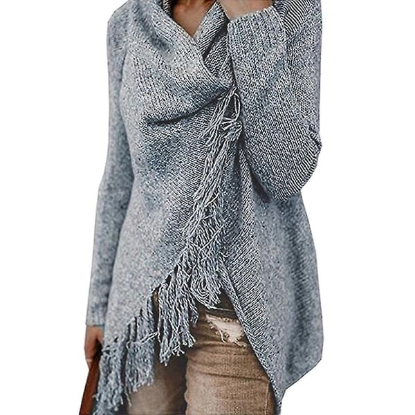 Dam Plus Size Långärmad Stickad Topp Oregelbunden Lös Pullover Tröja Oversize L D