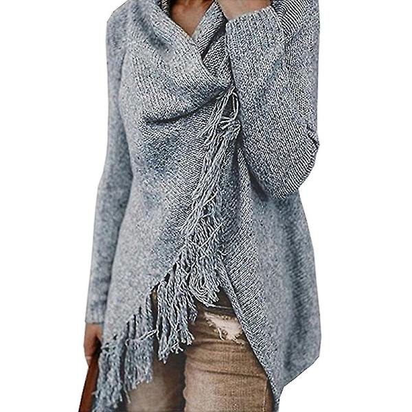 Dame Plus Size Langærmet Strikket Top Irregulær Løs Pullover Sweater Oversized L D