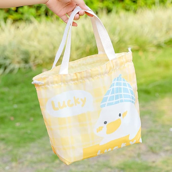 Kawaii Frokosttaske til piger sød isoleret madkasse æstetiske ting Bento køletaske frokost stofpose til skole picnic kontor gul