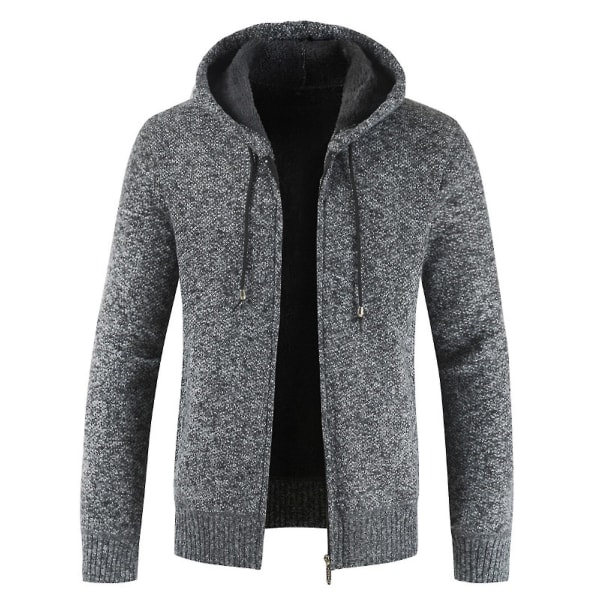 Miesten rento neulehuppari vetoketjulla, fleecevuorella, pitkähihainen collegepaita, lämmin talvella 3XL Dark Grey