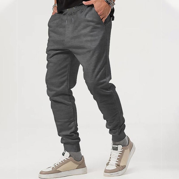 Herr Casual Byxor Höst Flerfärgad Mångsidig Lös Utomhus Sport Joggingbyxor Dark Gray XL