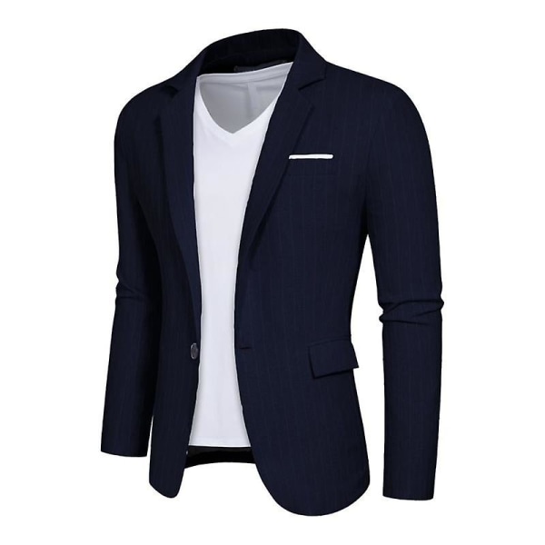 Herre Blazer Slim Fit Jakke, Enkeltknappet Blazer med Én Knap Navy S