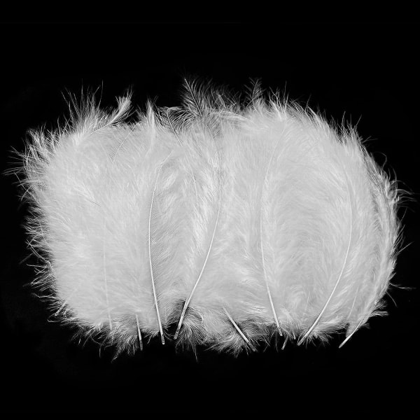 Vita kalkonfjädrar för pyssel - förpackning med 100 st, perfekt för drömfångare, fransklippning och mer