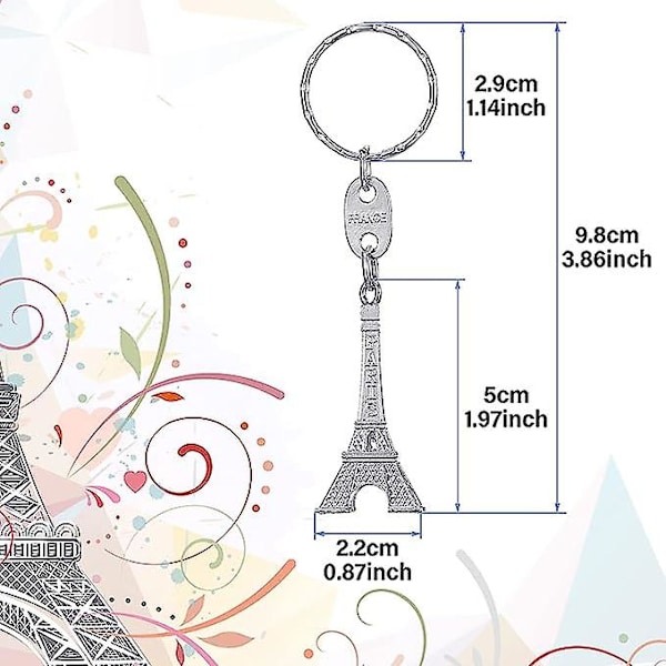 30 st Eiffel-tornet nyckelring Retro nyckelring Dekorationer Handväskor Charms Staty Modell Bal Nyckelring Franska Souvenirer silver