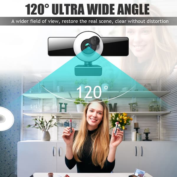 Webcam Full HD Webkamera Med Mikrofon USB Stik Web Cam 2k