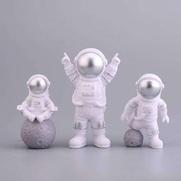 Astronaut Figurer Kagepynt Ydre Rum Kagedekoration Rummand Model Display Miniature Astronaut Legetøj Sæt 3 stk
