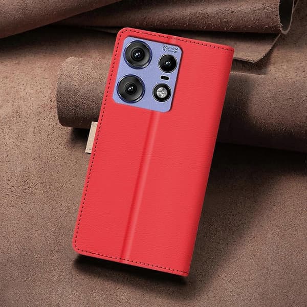 Lærveske til Motorola Edge 50 Pro 5G Red