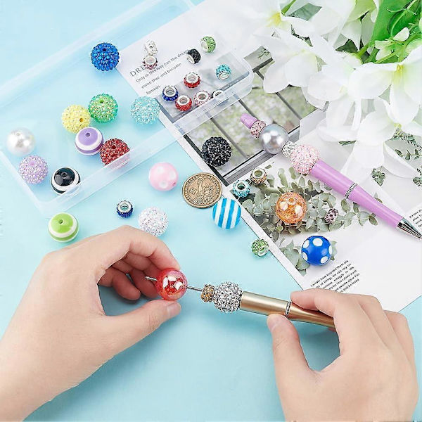 Akryl Resin Store Hul Perler Krystal Rhinestone Kuglepenne Dekoration Perler
