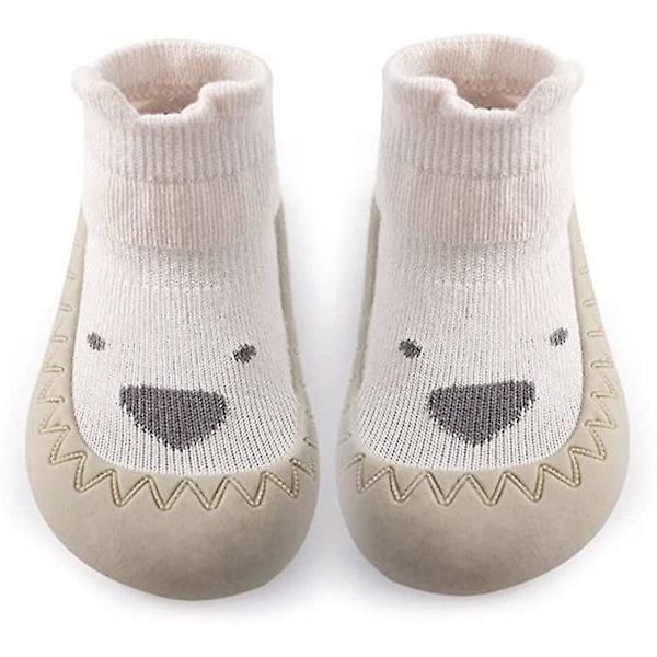 Baby Sock Shoes Halkfria Söta Cartoon Mjuka Stickade Baby Golvskor Småbarnsskor För Flickor Pojkar beige 0 6months