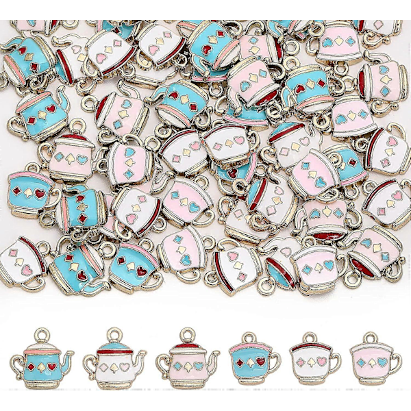 60 st 6 olika stilar Kopparberlocker Tekannaberlocker med emalj Spelkortsmönster Legering Berlocker Bulk för Örhängen Halsband Armband Tillverkning Smycken Tillbehör Ha