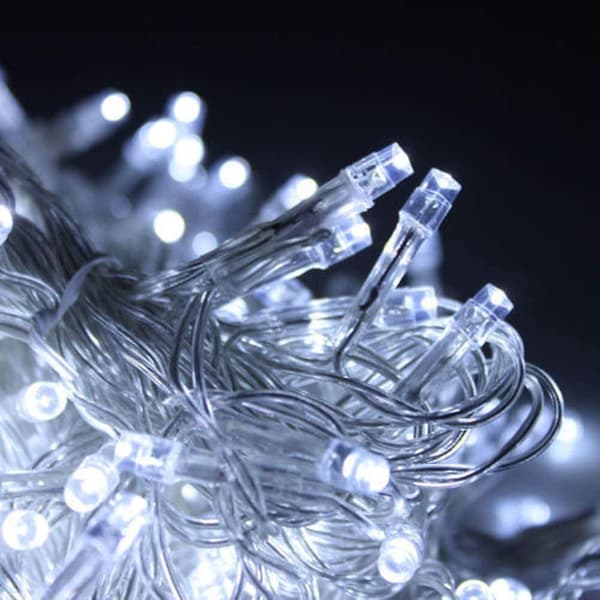 300 LED Lysgardin 3m*3m 8 Moduser Vanntett Ip44 Kald Hvit