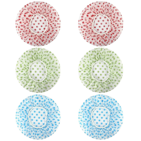 6 stk Dusjhetter for kvinner Gjenbrukbar Vanntett Hårhette for Dusjhatt Fargerik Gave Blue