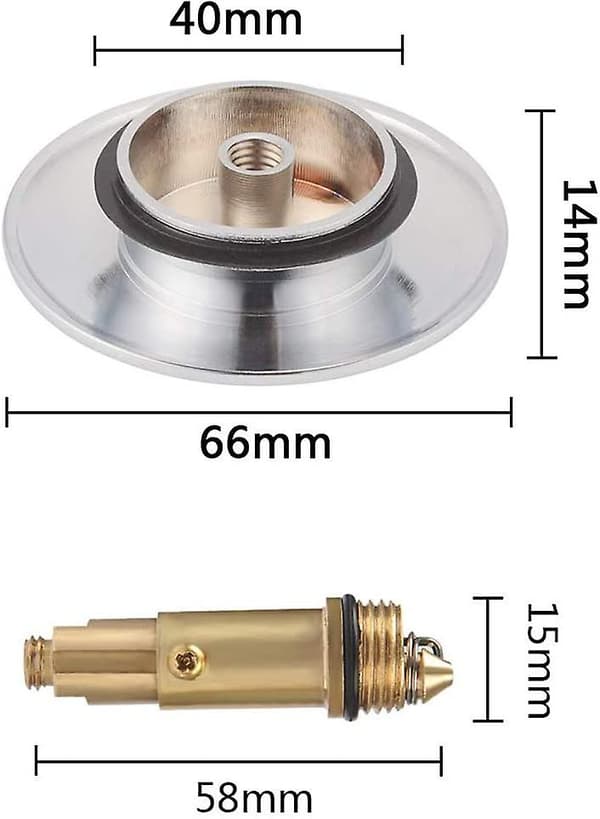 Afløbsprop i messing, afløbsprop til badeværelsesvask 66 mm poleret messing krom pop-up click clack til udskiftning af bolte i badekar og vask