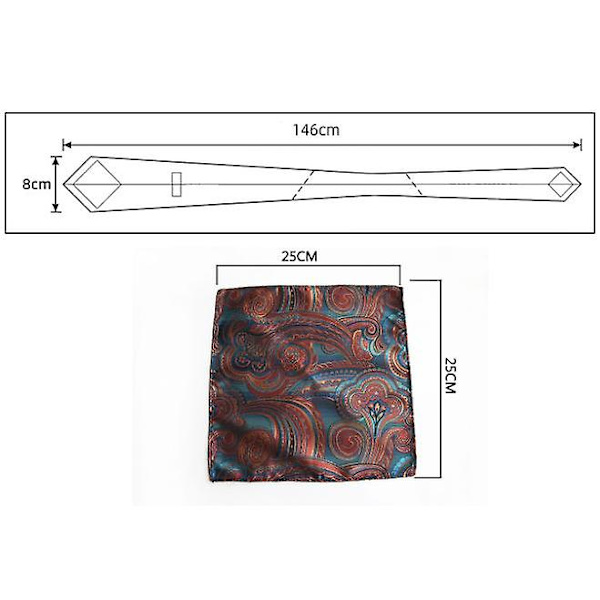 Slipsset för män, enfärgad paisley slips för män style 3