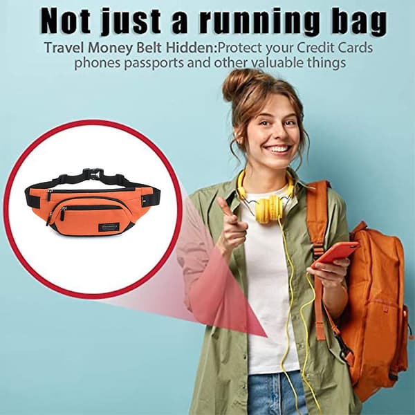Crossbody midjeväska, bältesväskor, justerbart bälte för resor, sport, löpning, fritid Orange