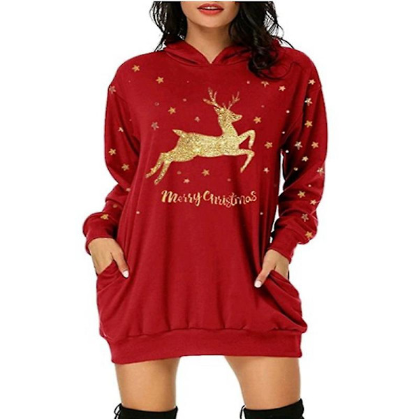 Damjultröjor med julmotiv - Lös passform - Långärmad sweatshirt Red L