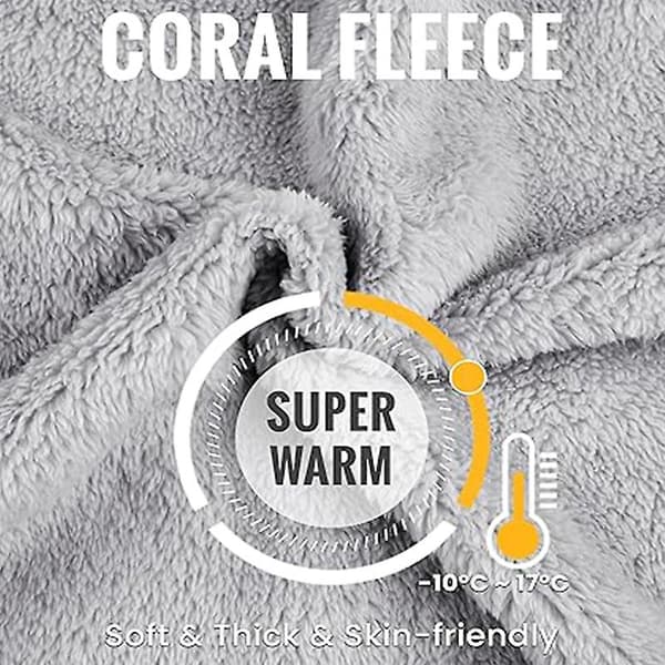 Fleece Pyjamassæt til Kvinder, Blødt Nattøj Varm Sherpa Pullover Bukser Grey M