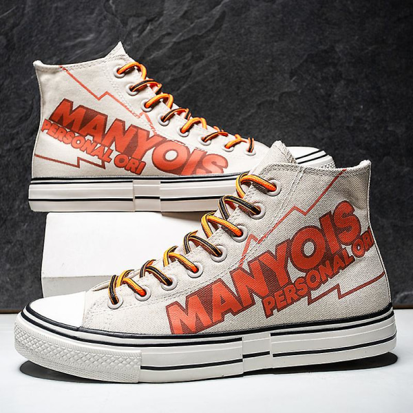 Herre Canvas Sko Mode Sneakers Lav Top Tennissko Snørebånd Casual Sko 3D8770 White EU 40