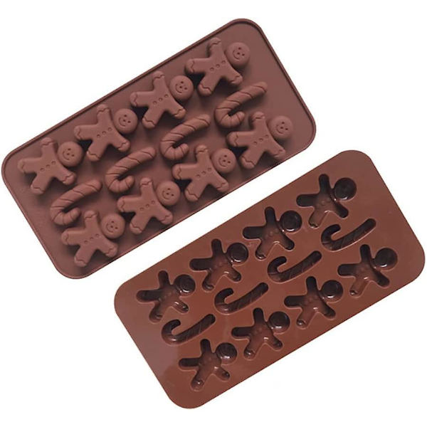 2 kpl Joulu Suklaa Karkkimuotit Silikoni Gummy Muotit Joulupukki Piparkakkumies