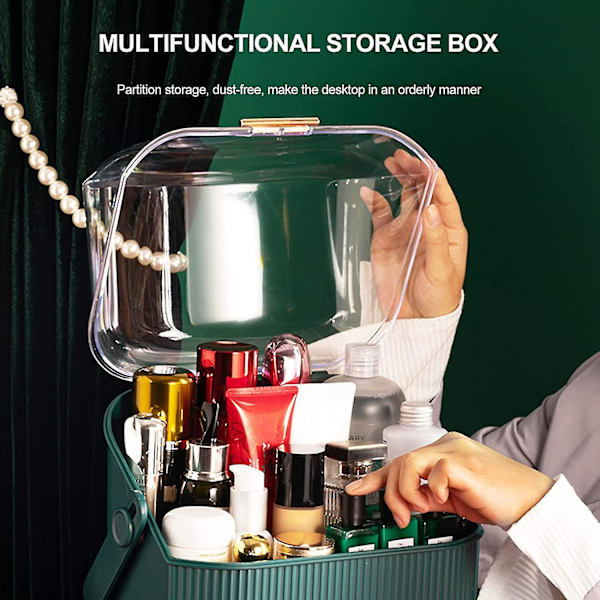 Multifunktionel Makeup Taske Støvtæt Kosmetik Opbevaringsboks, Kosmetik Hudplejeprodukter Smykke Organizer Taske Afslutningsboks Soveværelse Badeværelse Skrivebord,