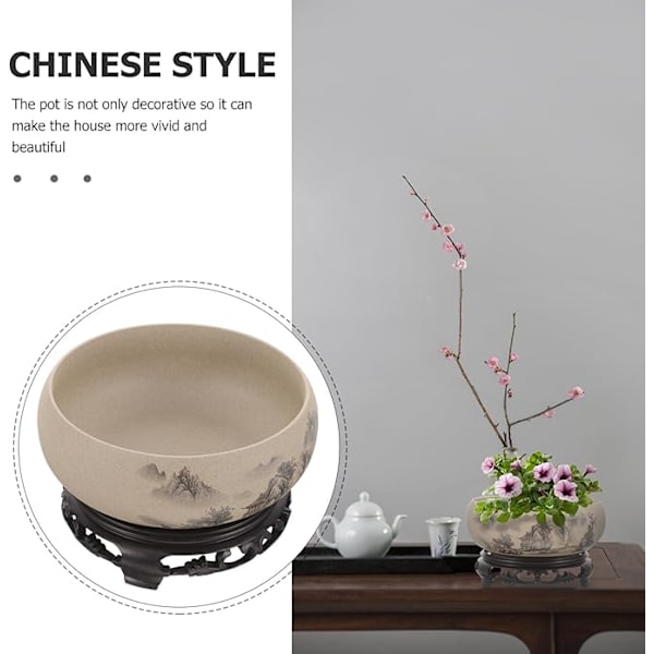 Store keramiske sukkulentpotter med præsentationsstativ kinesisk tuschmaleri design blomstervase